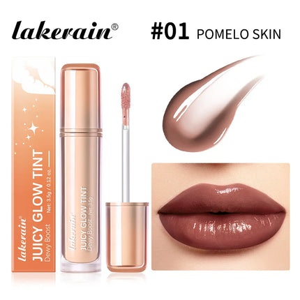 Lakerain Juicy Glow Tint Long-Lasting Mirror Shine Smooth Radiant Lip Tint Deep Moisturizing  Brightening Juicy Glow Lipstick