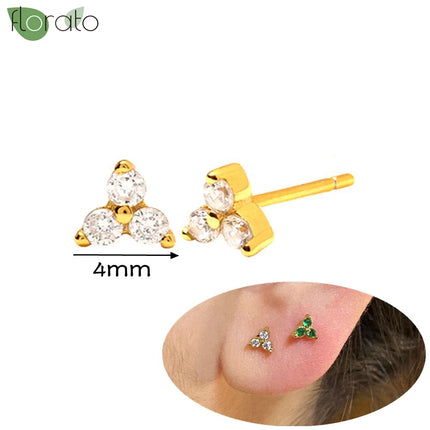 925 Silver Needle Fashion Heart Gold Color Stud Earrings for Women Exquisite Zircon Small Earrings Luxury Ear Piercing Jewelry