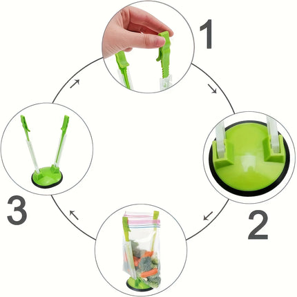Zipper Bag Holder Plastic Adjustable NonSlip Hands-Free Baggy Rack Kitchen Gadget for Food Prep Freezer Bag Holder Stand Storage