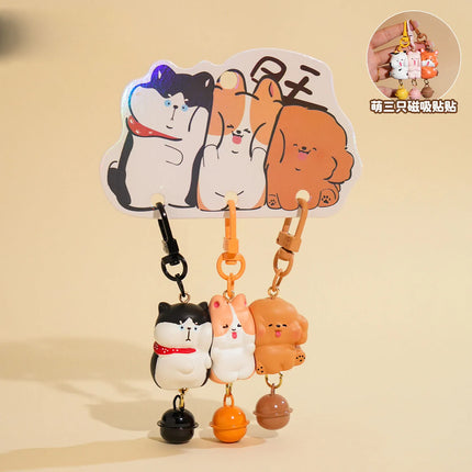 3Pcs Cartoon Rabbit Holding Fox Hug Puppy Keychain Magnetic Snap Animal Keys Chain Sets for Couple Friends Gift Keyring