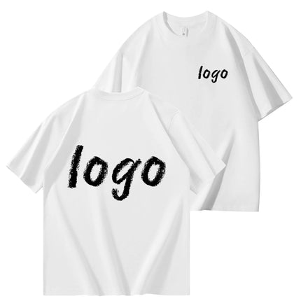 DIY260g 100% pure cotton customized men's T-shirt with logo text photos on both sides, summer breathable short sleeved top 2025
