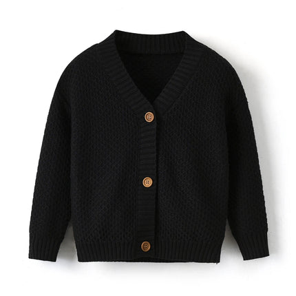 Baby Boy Girl Boutique Knitted Cardigan Solid Color Brother Sister Matching Knitting Kids Children Sweater For Daily Wear