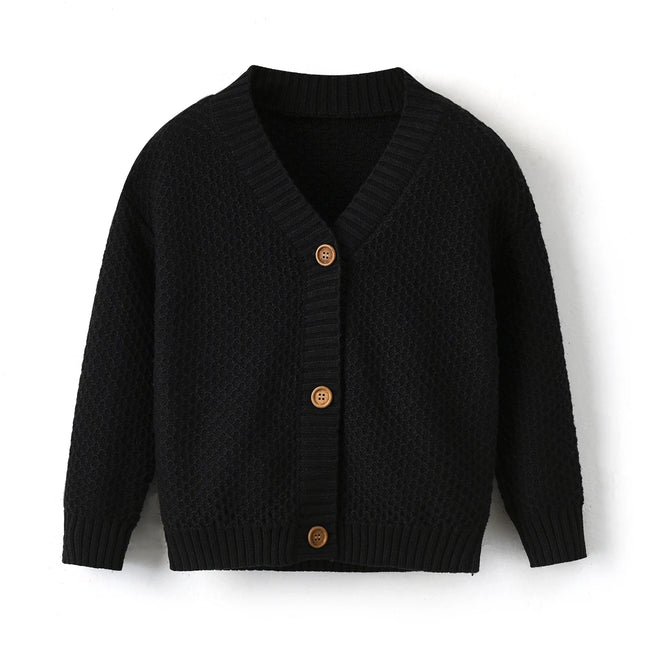 Baby Boy Girl Boutique Knitted Cardigan Solid Color Brother Sister Matching Knitting Kids Children Sweater For Daily Wear