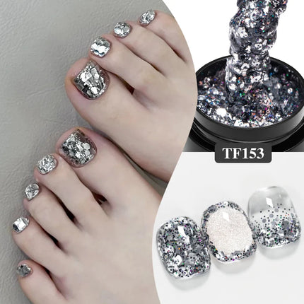 8ml Glitter Sequins Gel Nail Polish Nude Pink Silver Laser Glitter Semi Permanent Soak Off UV Gel Varnish Manicure Nail Supplies