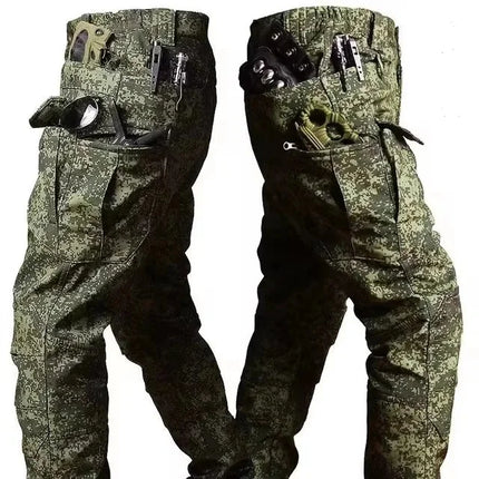 Autumn and Winter Tactical Camouflage Pants Men's Shark Skin Soft Shell Work Pants Outdoor Multi Pocket Windproof Combat Pants