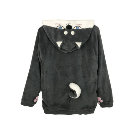 Japanese Kawaii Long Sleeve Hoodie Women Casual Dog Ears Patchwork Sweatshirt Button Sweet Harajuku Cartoon 2025 Autumn