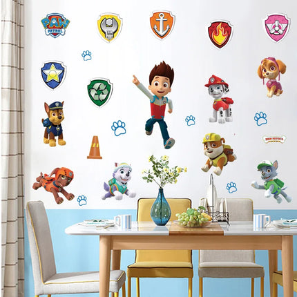 Cartoon 3d Paw Patrol Wall Stickers For Kids Rooms Living Room Boys Girls Children Bedroom PARTY DIY Home Decor