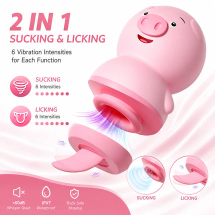 Piggy Style Clitoris Sucking Vibrator for Women Tongue Licking G Spot Massager Adult Pleasure Toy Vacuum Stimulator Sex Toy