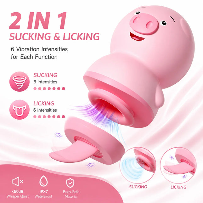 Piggy Style Clitoris Sucking Vibrator for Women Tongue Licking G Spot Massager Adult Pleasure Toy Vacuum Stimulator Sex Toy