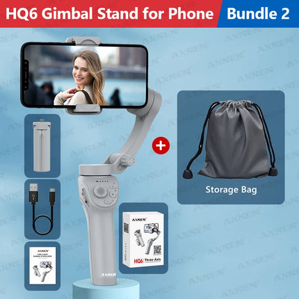 Handheld 3-Axis Gimbal Stabilizer for Smartphone, for iPhone Cellphone Record Video Vlog Phone Anti-Shake with Fill Light