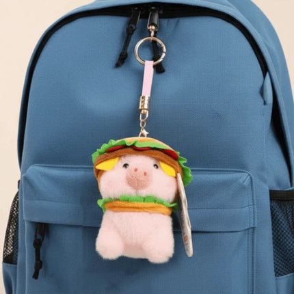 Ultra-Soft PP Cotton Burger Animal Plushie Short Fabric Exquisite Embroidery Kawaii Foodie Key Chain Vivid Realistic Colors
