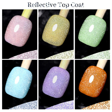 LILYCUTE 7ml Reflective Top Coat Reflective Glitter Gel Nail Polish Semi Permanent Soak Off UV Gel Nail Art Design For Manicure