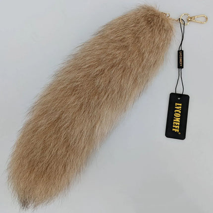 natural fox fur tail keychain furry 2024 chic y2k  beautiful accessory length 40 cm Car Keychains For Women
