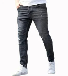 2026 New Fashion Men's Skinny Ripped Jeans Mid Waist Stretch Denim Pants Male's Slim Trousers with Pocket Casual Soft Streetwear