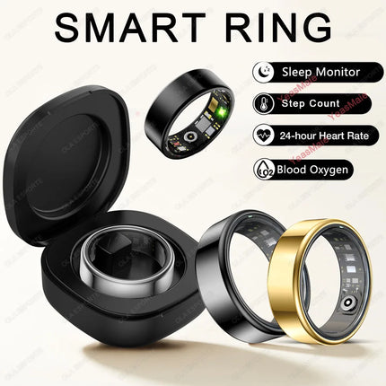 2026 New Smart Ring Men Women, Blood Pressure Heart Rate Monitoring Smartring IP68 & 5ATM Waterproof, Multi-sport Mode Ring Man