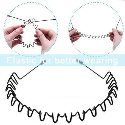 6/1pcs Fashion Metal Hair Band for Men Women Unisex Black Waved Hair Head Hoop Sports Headband Hairband Hair Accessories