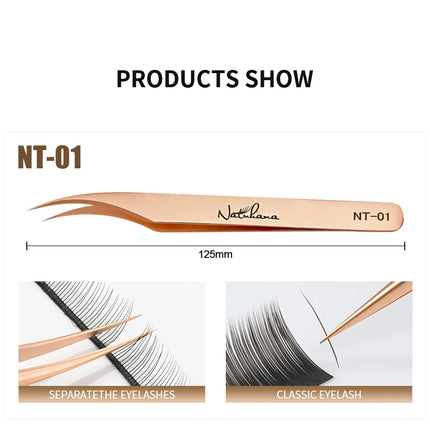 NATUHANA Anti-static Straight Eyelash Extension Tweezers Industrial Precision Curved Straight Lash Eyebrow Tweezers Makeup Tools