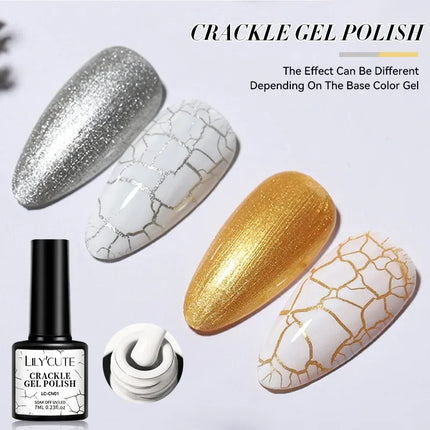 7ml Crackle Gel Nail Polish Cracking Nail Gel Quick Dry Nail Art Varnishes Hybrid Semi Permanent Soak Off Base Top Coat tool