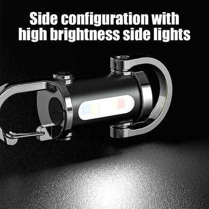 Mini Keychain Flashlight Rechargeable COB Pocket Work Light with Hook Emergency Warning Lamp for Camping Hiking Walking Outdoor