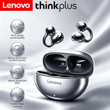 Original Lenovo TA410 TWS Panoramic Sound Effects Wireless Earbuds Ear Clip Bone Conduction With Mic Bluetooth 5.4 Headphones