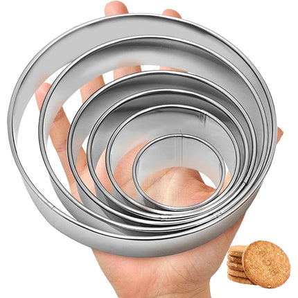 6PCS Stainless Steel Round Cookie Mold DIY Biscuit Cutter Dumpling Skin Cutting Mould Pastry Cake Baking Tool Kitchen Gadget