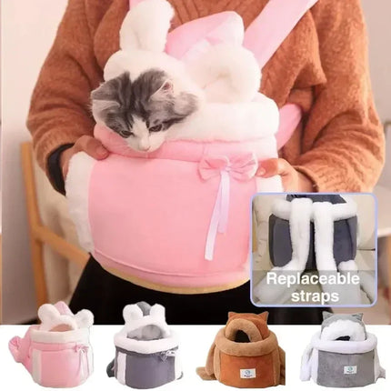 Outdoor Travel Cat Chihuahua Puppy Dog Carrier Bacpack Winter Warm Plush Pets Carrying Bag for Small Dog Cat 6/12kg Load-bearing