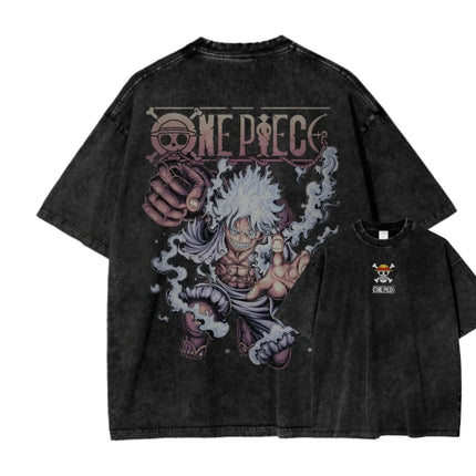 2026 New ACID WASH TEE ONE PIECE Anime Printed T-shirt Men's and Women's Washed T-shirt High Quality Vintage Cotton T-shirt Top