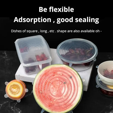 6Pcs/Set Transparent Silicone Bowl Covers Stretchable Universal Fresh-Keeping Lids for Refrigerator Oven