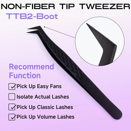 Fiber Tip Lash Extension Tweezer, Titanium Black Eyelash Nano Tip Tweezer for Lash Tech Supplier