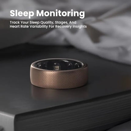 (Size 12)Amazfit Helio Smart Ring Health Tracker Fitness Tracker Ring No Subscription Monitors Sleep Heart Rate and Stress Titanium Allo