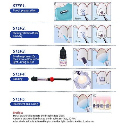 Dental Orthodontic Adhesive Self-cure Kit Etchant Acid Gel Self-cure Paste Primer For Bonding Brackets Buccal Tube