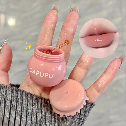 1Pcs Peach Jelly Lip Balm Clear Moisturizing Hydrating Reduce Lip Lines Honey Lip Oil Fruit Lipstick Lips Care Makeup Cosmetics