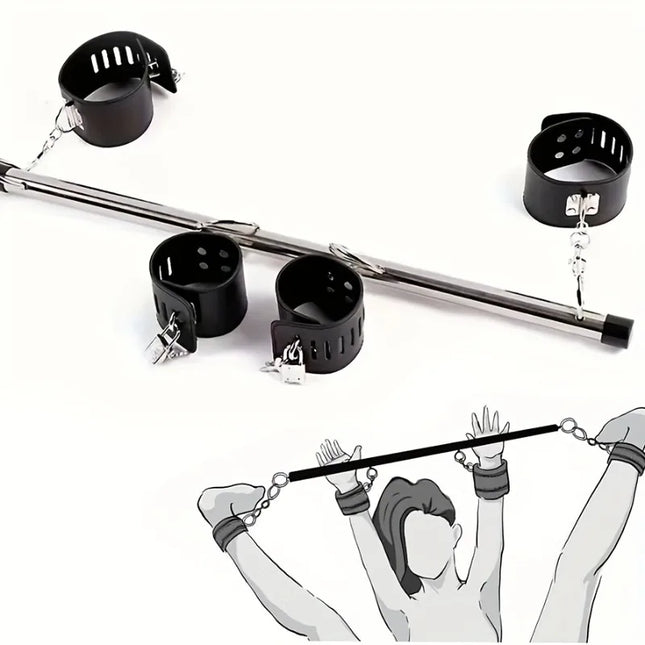 BDSM Spreader Bar Bondage Restraint Handcuffs Set Leg Cuff Detachable Wrist Ankle Neck Collar Adult Sex Toy for Couples SM Games