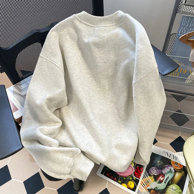 Thickened Long Sleeve Hoodie round Neck American Style Streetwear for Men And Women in Autumn And Winter 2025 Fashion Trend