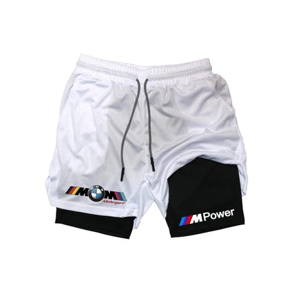 BMW's new men's 2-in-1 sports shorts, breathable and casual, quick-dry double-layer shorts, perfect for summer running and sport