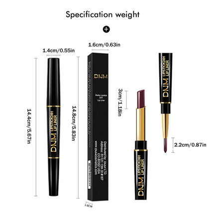 1Pc DNM Double-Ended Lip Liner And Lipstick Set High-Pigmented Long-Lasting Waterproof Non-Stick Valentine's Day Makeup Gift