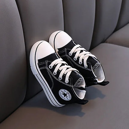 Chaussures en toile mi-montantes pour enfants Chaussures pour enfants décontractées confortables à semelle souple pour garçons et filles Chaussures de planche antidérapantes et respirantes