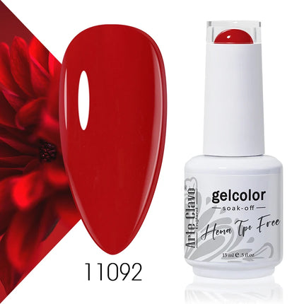Arte Clavo Red Color Series Nail Polish UV Soak Off Varnish 15ml Manicure Nail Art Long-lasting Hema Tpo Free Gel Nail Polish