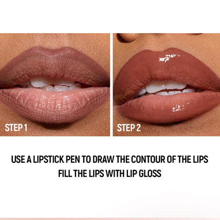 Black Brown Tapered Lip Liner Contour Pencil Double Head Mirror Plumping Lip Glaze Crystal Lip Gloss Sexy Red Lips Tint Makeup