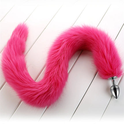 78cm Red Long Fox Tail Anal Plug Metal Butt Plug Prostate Massager Erotic Cosplay Accessories Adult Novelty Sex Toys For Couples