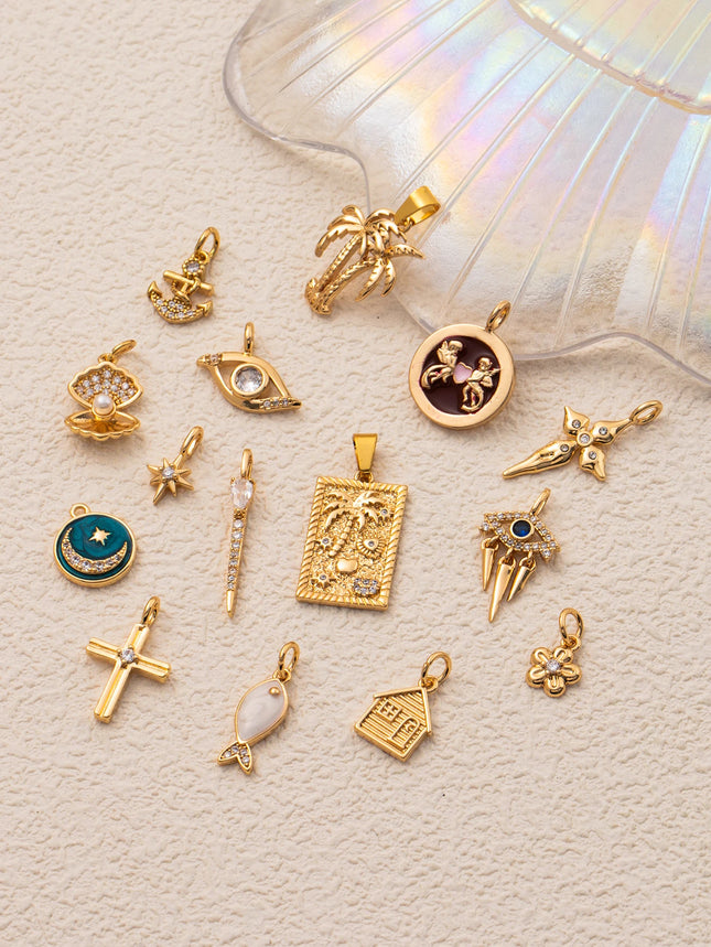 New Multi Pendant Elegant Luxury Style, DIY Bracelet Necklace Preferred Accessory Gold Plated Color Preserved