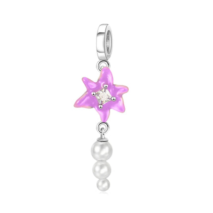 Purple Series 925 Sterling Silver Lily of the Valley Rose Mermaid Witch Hat Charm Fit DIY Bracelet Necklace Charming Gifts