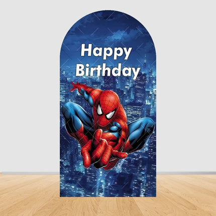 Spider Man Arch Backdrop Cover Web Pattern Design For Boys Birthday Party Superhero Theme Photo Booth Background Decor Prop