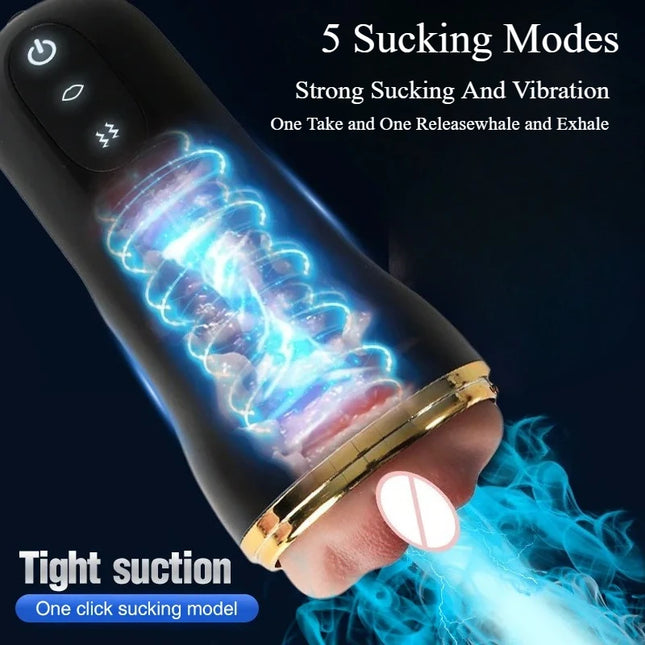 Men's Automatic Masturbation Cup 3D Realistic Vaginal Penis Pump Trainer Pocket Pussy Blowjob Dick Stimulator Adult Men Sex Toys