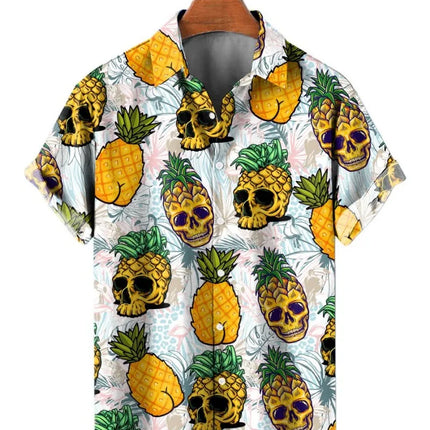 Pineapple Fruit Hawaiian Shirts Lemon 3d Print Men Fashion Blouses Casual Beach Camisas Summer Men's Vocation Lapel Shirt