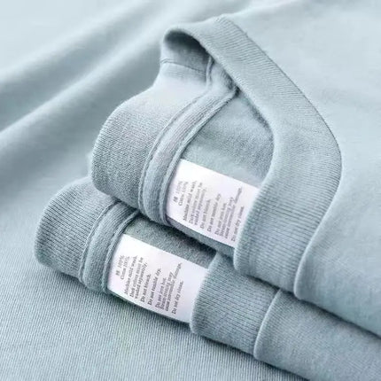 Men's and Women's T-shirts 300G Heavy Gray-purple Round Neck Short-sleeved T-shirts Women's Basic Pure Cotton Simple
