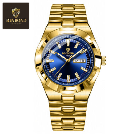 BINBOND New Luxury Quartz Men's Wristwatch Sport Men Watches Waterproof Luminous Date Week Stainless Steel Men's Watch Male Reloj