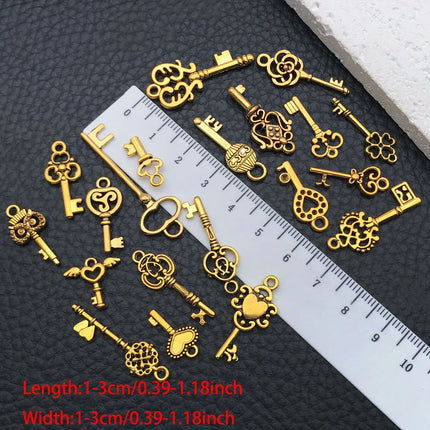 20/100pcs Mini Key Series (Includes Antique Gold/Bronze/KC Gold/Bright Silver Finishes) - Ideal for Handmade Jewelry Crafting"