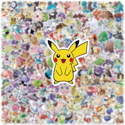2027   50-100Pcs Pokemon Kawaii Pikachu Stickers Decoration Decals Laptop Skateboard Car Luggage Phone Waterproof Sticker Toy