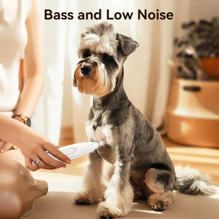 ROJECO Pet Electric Clipper For Dog Cat Claw Hair Trimmer Rechargeable Pets Dogs Foot Haircut Grooming Shaver With LED Light